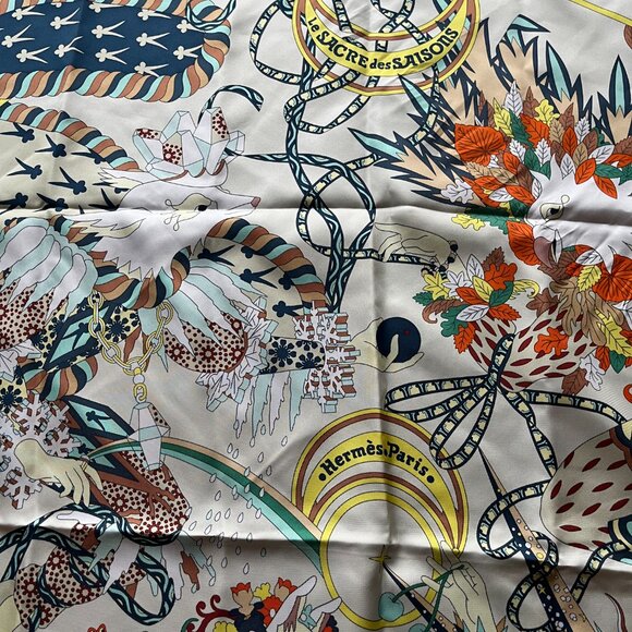 Emilio Pucci Silk Scarf Large Square Brown Yellow Print Design - Picture 8 of 9